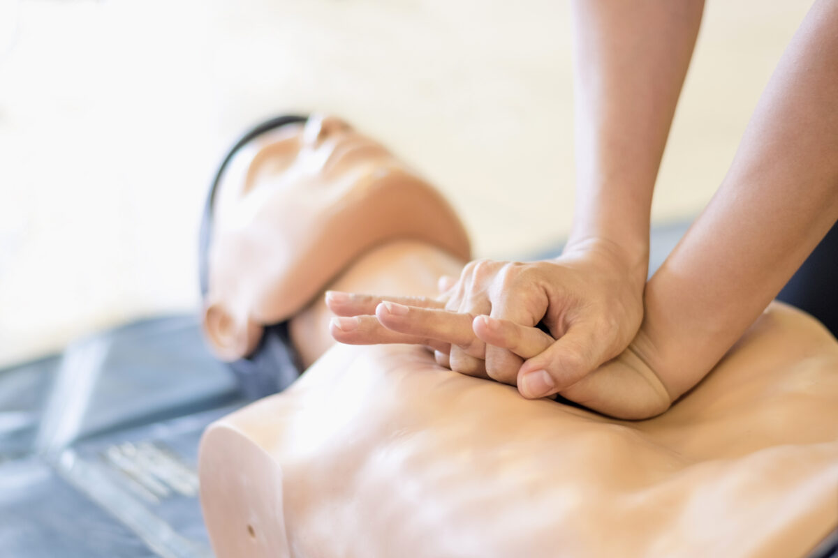 CPR training on a manikin